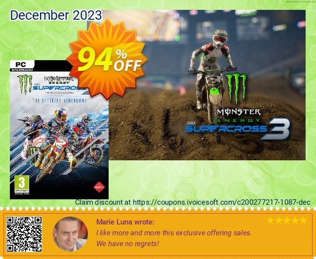 Monster Energy Supercross - The Official Videogame 3 PC discount 94% OFF, 2024 Easter Day offering sales. Monster Energy Supercross - The Official Videogame 3 PC Deal