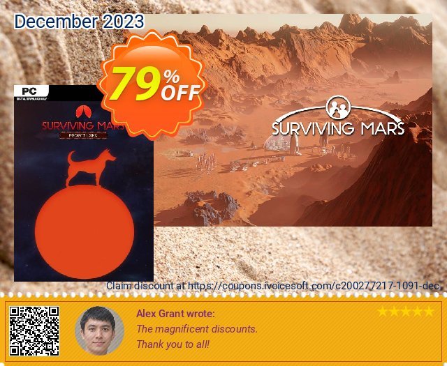 Surviving Mars: Project Laika PC DLC discount 79% OFF, 2024 April Fools' Day offering sales. Surviving Mars: Project Laika PC DLC Deal