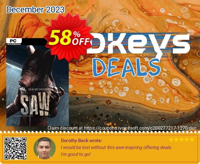 Dead by Daylight PC - the Saw Chapter DLC discount 58% OFF, 2024 World Heritage Day discounts. Dead by Daylight PC - the Saw Chapter DLC Deal
