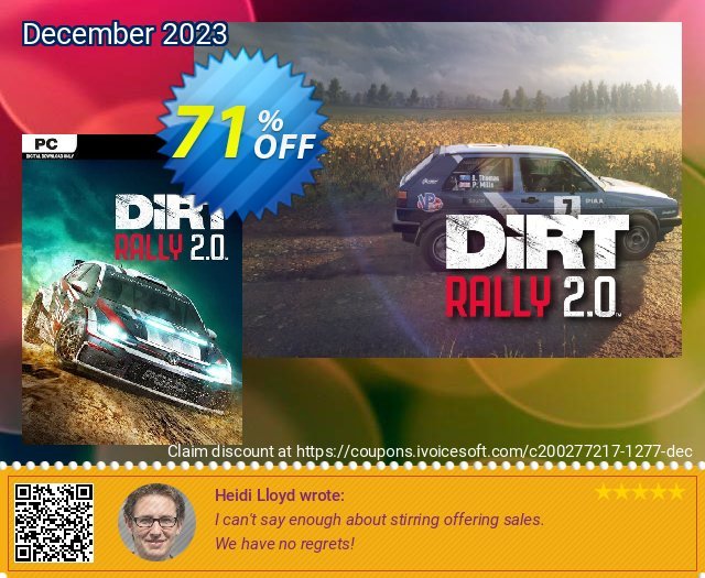 Dirt Rally 2.0 PC DLC discount 71% OFF, 2024 Easter Day offering sales. Dirt Rally 2.0 PC DLC Deal