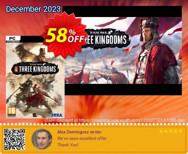 Total War: Three Kingdoms PC (EU) discount 58% OFF, 2022 January offering sales. Total War: Three Kingdoms PC (EU) Deal