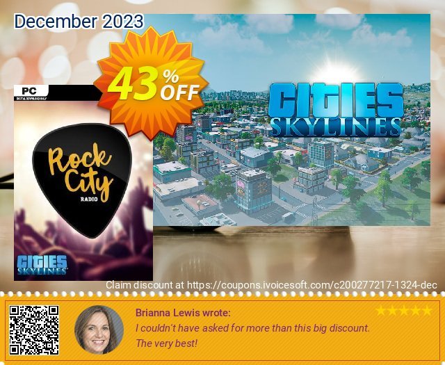 Cities Skylines - Rock City Radio DLC discount 43% OFF, 2024 World Backup Day offering sales. Cities Skylines - Rock City Radio DLC Deal