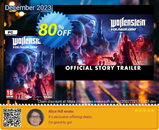 Wolfenstein: Youngblood PC discount 80% OFF, 2024 April Fools Day offering sales. Wolfenstein: Youngblood PC Deal