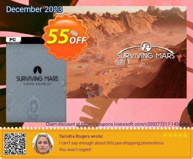 Surviving Mars: Colony Design Set PC DLC discount 55% OFF, 2024 World Backup Day offering sales. Surviving Mars: Colony Design Set PC DLC Deal
