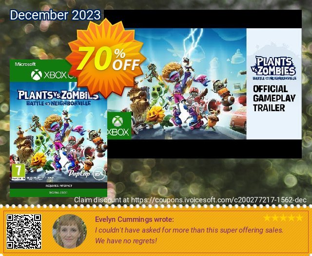 Plants Vs. Zombies: Battle for Neighborville Xbox One discount 70% OFF, 2024 Easter Day offering sales. Plants Vs. Zombies: Battle for Neighborville Xbox One Deal