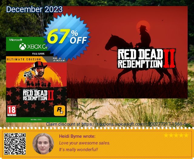 Red Dead Redemption 2: Ultimate Edition Xbox One menakuntukan kode voucher Screenshot