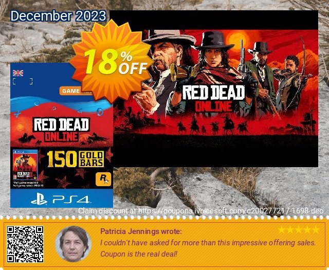 Red Dead Online 150 Gold Bars PS4 (UK) discount 18% OFF, 2024 Resurrection Sunday promo. Red Dead Online 150 Gold Bars PS4 (UK) Deal