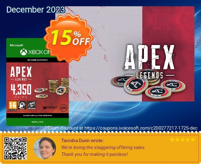 Apex Legends 4350 Coins Xbox One discount 15% OFF, 2024 Good Friday offering sales. Apex Legends 4350 Coins Xbox One Deal