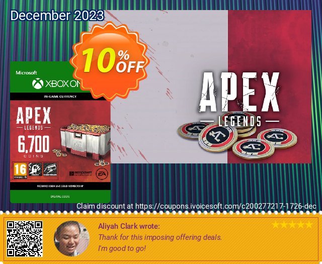 Apex Legends 6700 Coins Xbox One discount 10% OFF, 2024 April Fools' Day discounts. Apex Legends 6700 Coins Xbox One Deal