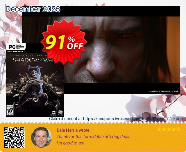 Get 90% OFF Middle-earth: Shadow of War PC offer