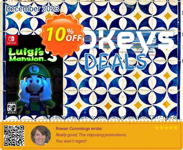 Luigi's Mansion 3 Switch discount 10% OFF, 2022 New Year's Weekend promo sales. Luigi's Mansion 3 Switch Deal