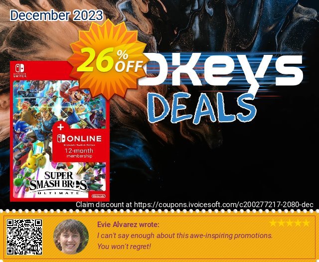 Super Smash Bros. Ultimate + 12 Month Membership Switch discount 26% OFF, 2022 Emoji Day offering sales. Super Smash Bros. Ultimate + 12 Month Membership Switch Deal