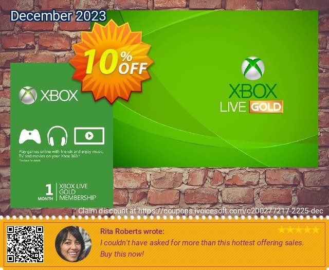 1 Month Xbox Live Gold Membership (Xbox One/360) discount 10% OFF, 2024 Labour Day offering discount. 1 Month Xbox Live Gold Membership (Xbox One/360) Deal