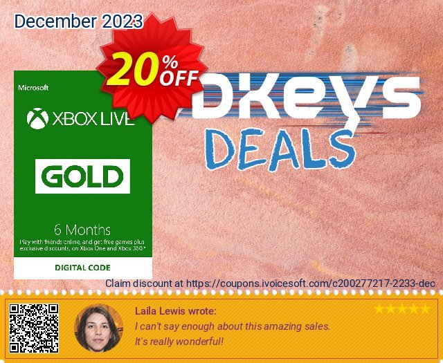 6 Month Xbox Live Gold Membership (EU) wunderbar Außendienst-Promotions Bildschirmfoto