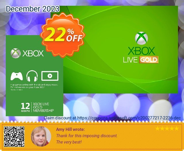 12 Month Xbox Live Gold Membership (Xbox One/360) discount 22% OFF, 2024 April Fools' Day offering sales. 12 Month Xbox Live Gold Membership (Xbox One/360) Deal