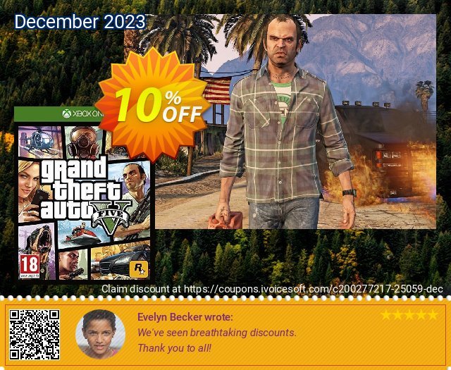 Grand Theft Auto V 5 Xbox One - Digital Code discount 10% OFF, 2024 World Backup Day promo. Grand Theft Auto V 5 Xbox One - Digital Code Deal