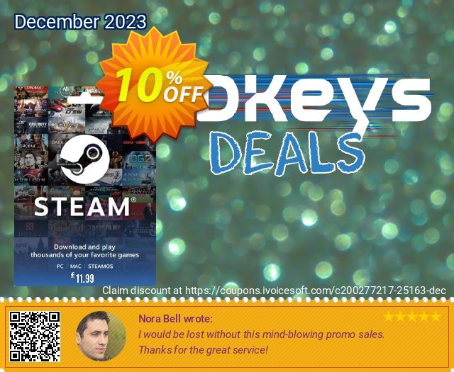 Steam Wallet Top-up £11.99 GBP discount 10% OFF, 2022 Fourth of July offer. Steam Wallet Top-up £11.99 GBP Deal