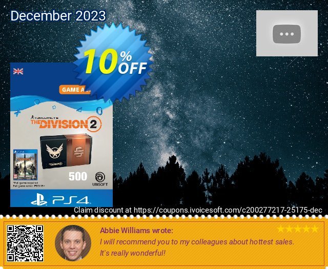 Tom Clancy's The Division 2 PS4 - 500 Premium Credits Pack ausschließenden Preisreduzierung Bildschirmfoto