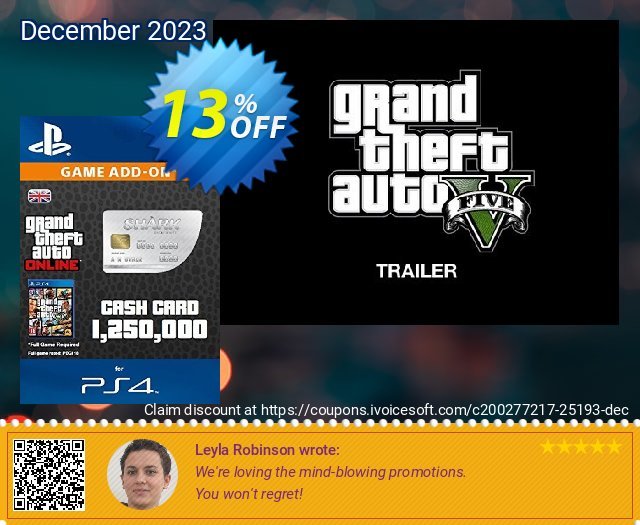 Grand Theft Auto Online (GTA V 5): Great White Shark Cash Card PS4 偉大な 促進 スクリーンショット
