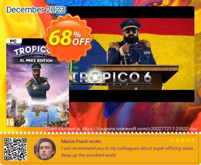 Tropico 6 El Prez Edition (EU) discount 68% OFF, 2024 April Fools Day offering deals. Tropico 6 El Prez Edition (EU) Deal