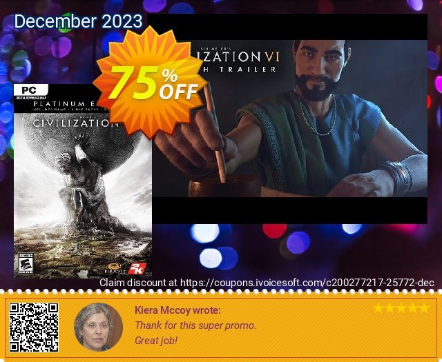 Sid Meier's Civilization VI 6: Platinum Edition PC (EU) discount 75% OFF, 2022 Happy New Year offering sales. Sid Meier's Civilization VI 6: Platinum Edition PC (EU) Deal