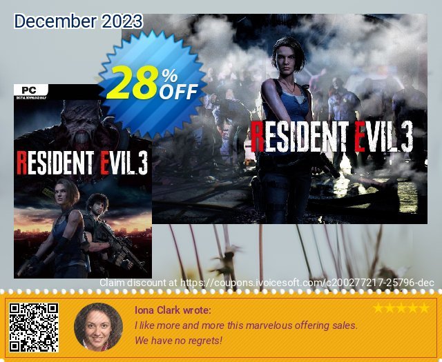 Resident Evil 3 PC discount 28% OFF, 2024 April Fools' Day offering sales. Resident Evil 3 PC Deal