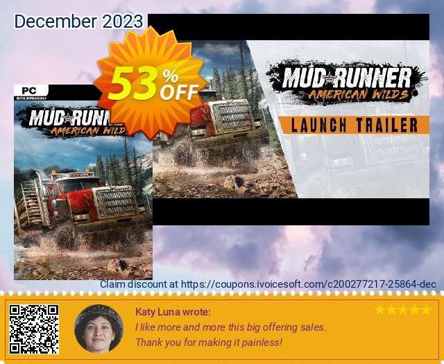 MudRunner - American Wilds DLC PC discount 53% OFF, 2022 New Year's Weekend offering sales. MudRunner - American Wilds DLC PC Deal