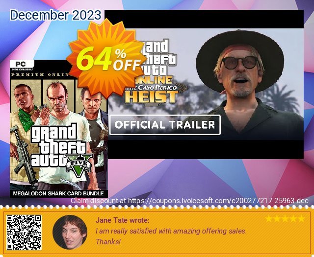 Grand Theft Auto V: Premium Online Edition & Megalodon Shark Card Bundle PC megah promo Screenshot