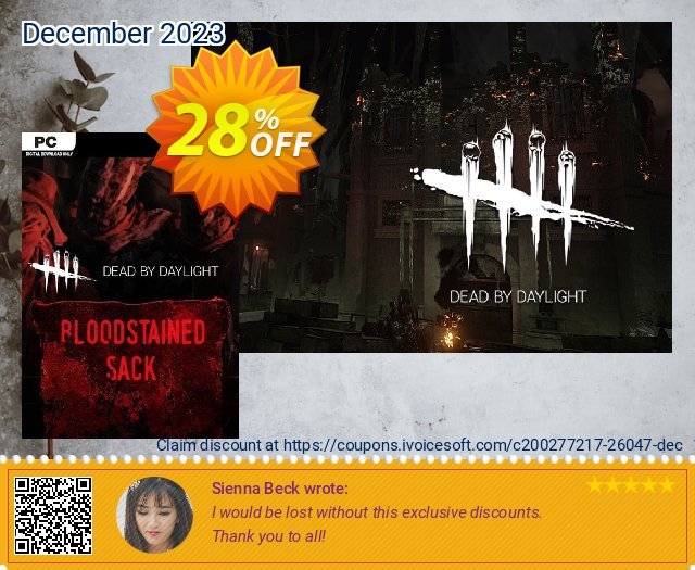 Dead by Daylight PC - The Bloodstained Sack DLC discount 28% OFF, 2024 April Fools Day promo. Dead by Daylight PC - The Bloodstained Sack DLC Deal