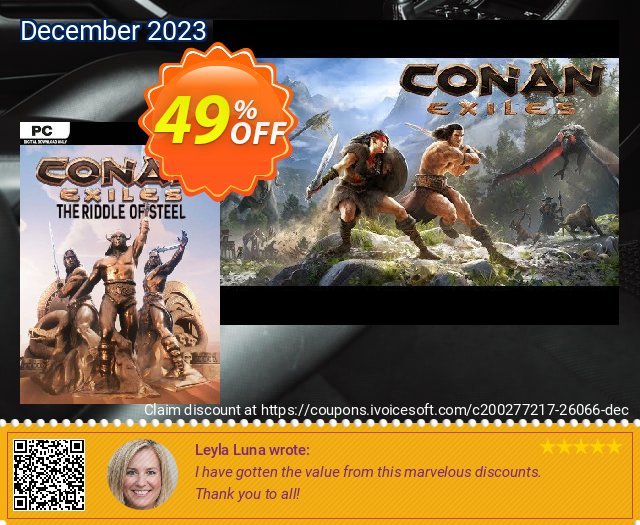 Conan Exiles - The Riddle of Steel DLC discount 49% OFF, 2024 April Fools' Day offering sales. Conan Exiles - The Riddle of Steel DLC Deal