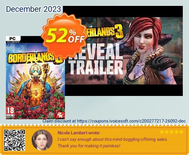 Borderlands 3 PC + DLC (EU) discount 52% OFF, 2024 April Fools Day offering sales. Borderlands 3 PC + DLC (EU) Deal