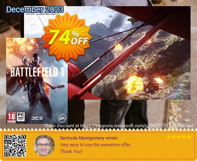 Battlefield 1 PC discount 74% OFF, 2024 April Fools' Day offering sales. Battlefield 1 PC Deal