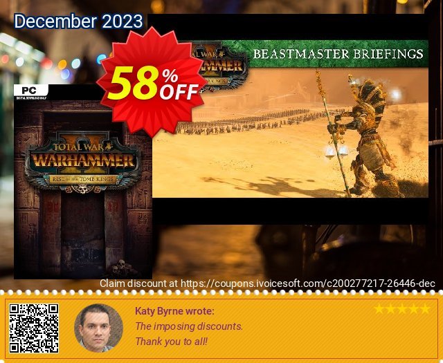 Total War Warhammer II 2 PC - Rise of the Tomb Kings DLC (WW) discount 58% OFF, 2024 April Fools' Day offering sales. Total War Warhammer II 2 PC - Rise of the Tomb Kings DLC (WW) Deal
