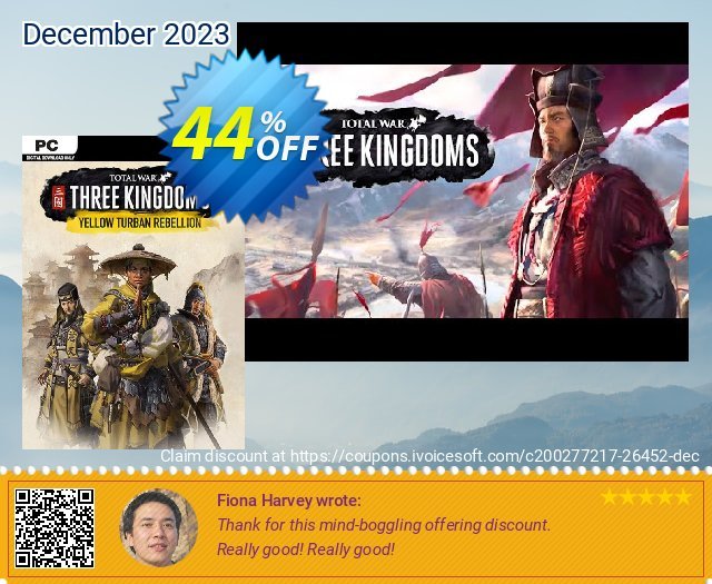 Total War Three Kingdoms PC - The Yellow Turban Rebellion DLC discount 44% OFF, 2024 Easter Day offering sales. Total War Three Kingdoms PC - The Yellow Turban Rebellion DLC Deal