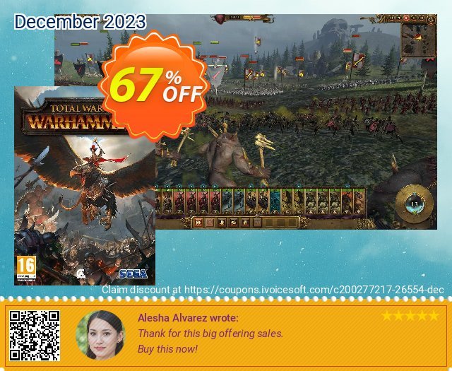 Total War: Warhammer PC (WW) discount 67% OFF, 2024 World Backup Day offer. Total War: Warhammer PC (WW) Deal