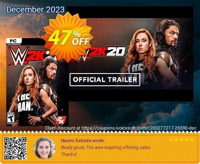 WWE 2K20 PC (EU) discount 47% OFF, 2022 World Teachers' Day promo sales. WWE 2K20 PC (EU) Deal