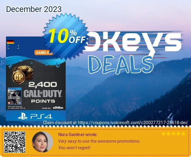 Call of Duty Modern Warfare - 2400 Points PS4 (Germany) discount 10% OFF, 2022 Autumn offering sales. Call of Duty Modern Warfare - 2400 Points PS4 (Germany) Deal