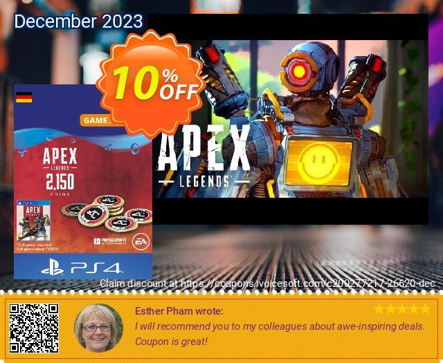 Apex Legends 2150 Coins PS4 (Germany) 可怕的 优惠券 软件截图