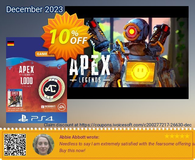 Apex Legends 1000 Coins PS4 (Germany) discount 10% OFF, 2022 Thanksgiving offering sales. Apex Legends 1000 Coins PS4 (Germany) Deal