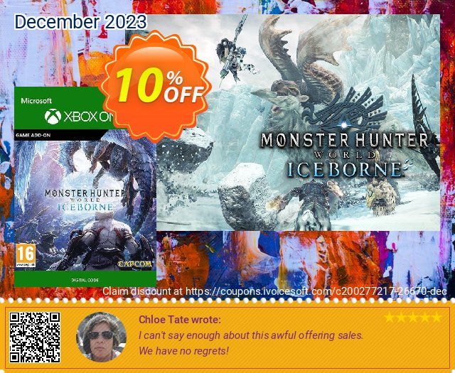 Monster Hunter World: Iceborne Xbox One discount 10% OFF, 2022 Handwashing Day offering sales. Monster Hunter World: Iceborne Xbox One Deal