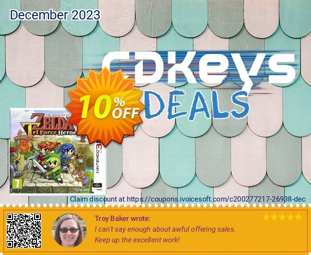 The Legend Of Zelda Tri Force Heroes 3DS - Game Code discount 10% OFF, 2022 New Year's Day offering discount. The Legend Of Zelda Tri Force Heroes 3DS - Game Code Deal