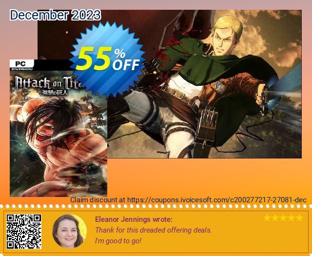 Attack on Titan 2 PC discount 55% OFF, 2023 Selfie Day sales. Attack on Titan 2 PC Deal