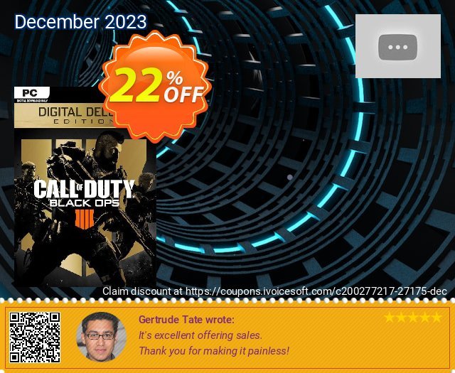 Call of Duty (COD) Black Ops 4 Digital Deluxe PC (APAC) discount 22% OFF, 2024 World Heritage Day offering sales. Call of Duty (COD) Black Ops 4 Digital Deluxe PC (APAC) Deal