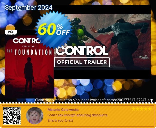 Control PC: The Foundation - Expansion 1 DLC discount 60% OFF, 2024 Easter Day offering sales. Control PC: The Foundation - Expansion 1 DLC Deal