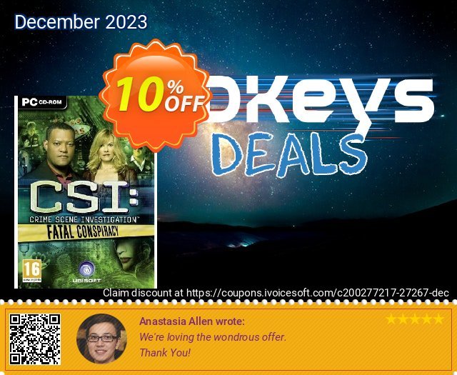 CSI: Fatal Conspiracy (PC) discount 10% OFF, 2024 Easter Day offering sales. CSI: Fatal Conspiracy (PC) Deal