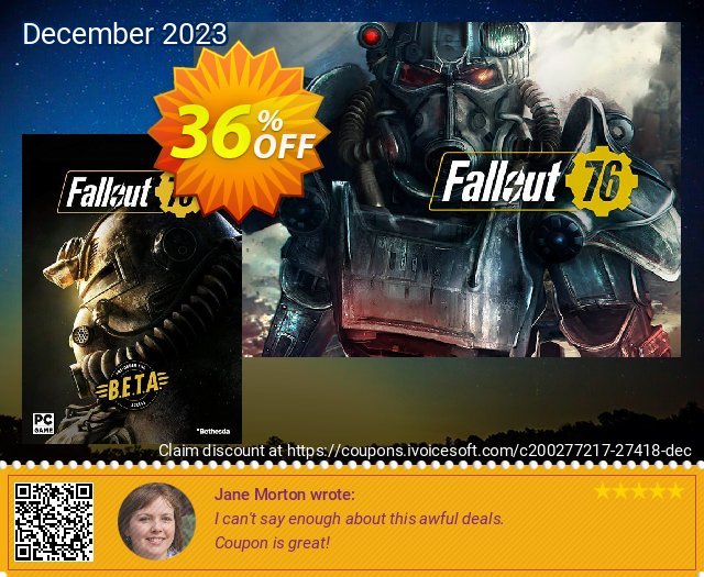 Fallout 76 PC inc BETA discount 36% OFF, 2022 Int' Nurses Day offering sales. Fallout 76 PC inc BETA Deal