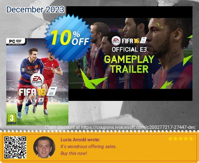 FIFA 16 PC discount 10% OFF, 2024 Memorial Day offering discount. FIFA 16 PC Deal