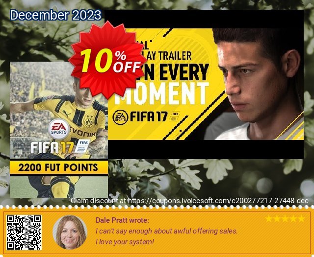 FIFA 17: 2200 FUT Points PC discount 10% OFF, 2024 Resurrection Sunday offering discount. FIFA 17: 2200 FUT Points PC Deal