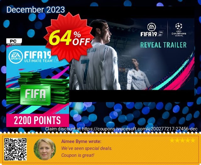 FIFA 19 - 2200 FUT Points PC discount 64% OFF, 2024 April Fools' Day offering sales. FIFA 19 - 2200 FUT Points PC Deal