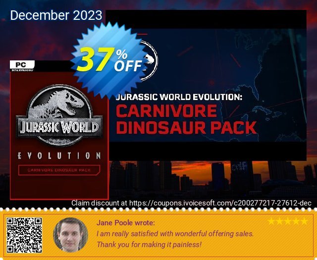 Jurassic World Evolution PC: Carnivore Dinosaur Pack DLC faszinierende Ermäßigungen Bildschirmfoto